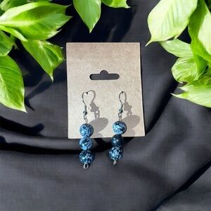 Snowflake Obsidian Crystal Earrings | Beaded Dangles | Hand Crafted